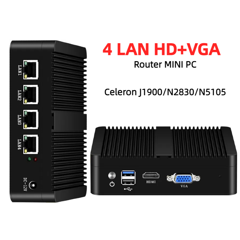 Thin Client Mini Pc - Fanless Mini PC 4 Ethernet Celeron