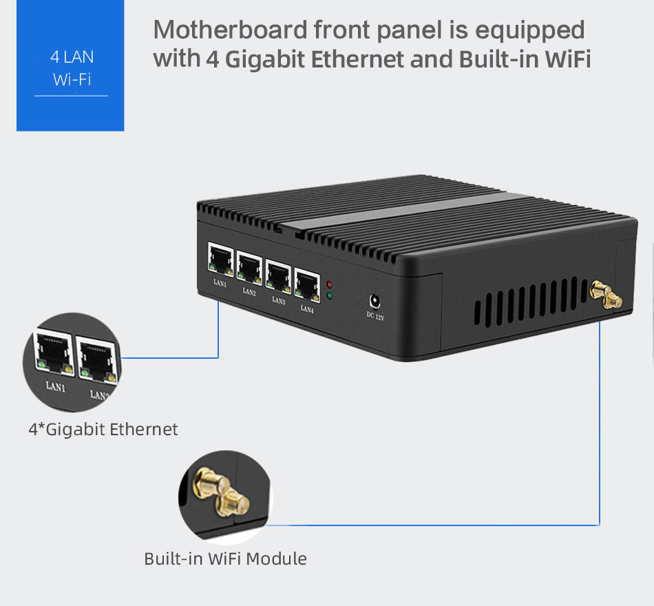 Fanless Mini PC 4 Ethernet Cel - Thin Client Mini Pc review and price